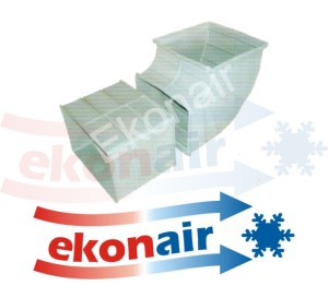 Air duct elbow, two piece (l.880+420mm)670x670mm